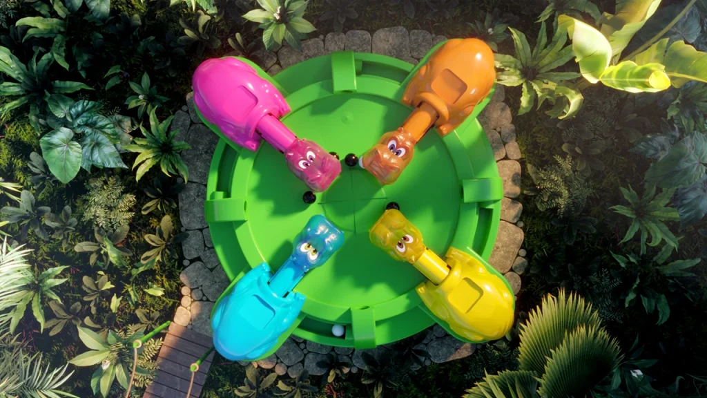 Hungry Hungry Hippos bonus game in Game Night live casino game