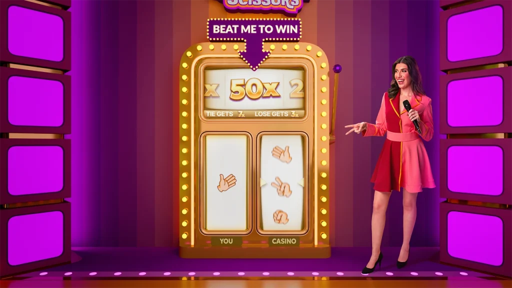 Rock Paper Scissors bonus game in Game Night live casino game